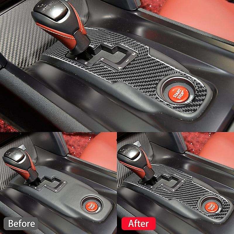 for R35 2009-2015 Carbon Fiber Transmission Console Panel Sticker Gear Shift Frame Cover Trim Red