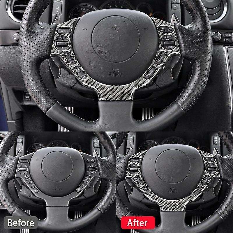 for R35 2009-2015 Carbon Fiber Steering Wheel Switch Button Panel Sticker Speedometer Side Cover Tri