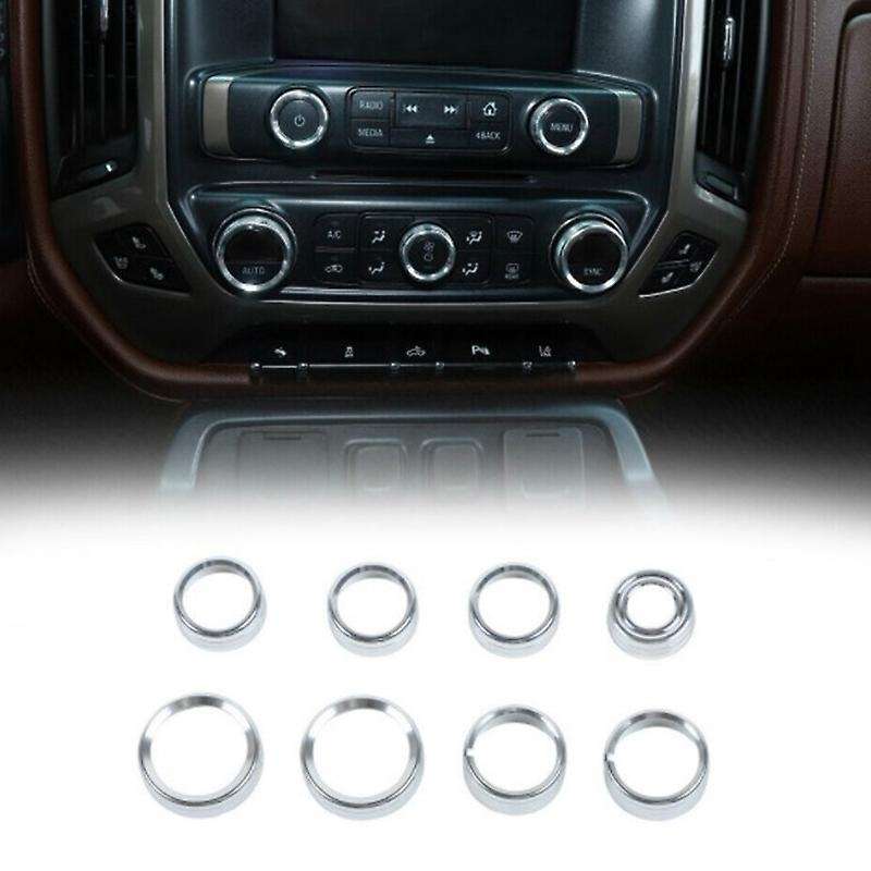 for Radio AC Knobs Air Conditioner Switch Button for 2014-2018 , Aluminum Alloy, Silver 8Pcs