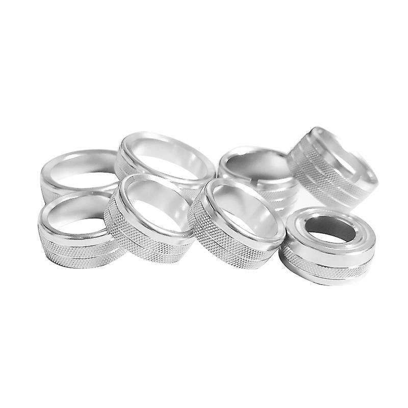 for Radio AC Knobs Air Conditioner Switch Button for 2014-2018 , Aluminum Alloy, Silver 8Pcs