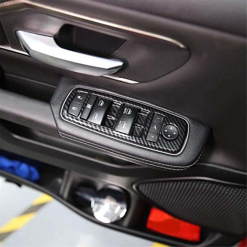for Ram 1500 2019-2023 Lhd Car Window Lift Trim Switch Panel Cover Trim Accessories,abs Carbon Fibe