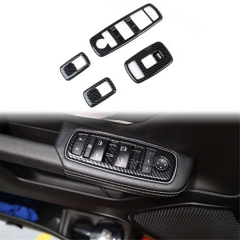for Ram 1500 2019-2023 Lhd Car Window Lift Trim Switch Panel Cover Trim Accessories,abs Carbon Fibe