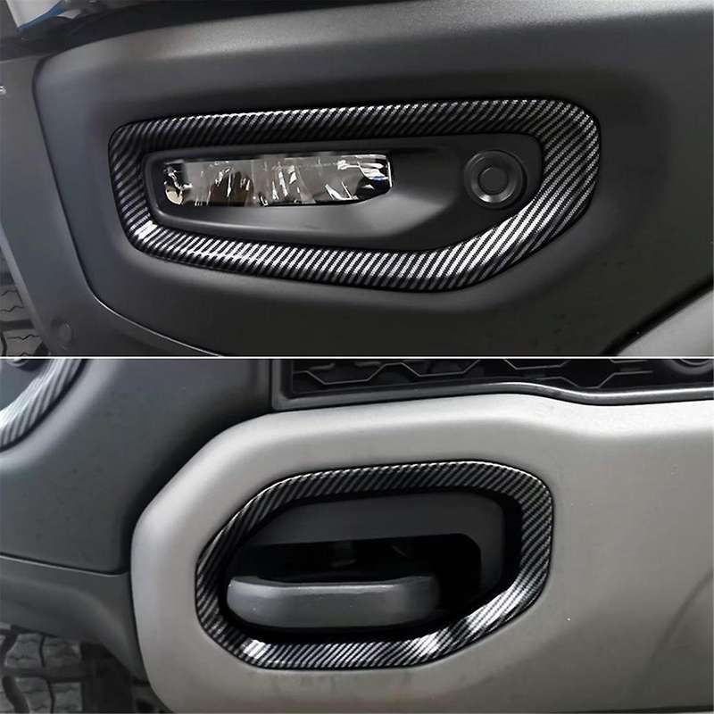 for Ram 1500 2021-2023 Car Front Fog Lamp Light Cover Trim Accessories Abs Carbon Fiber 4pcs