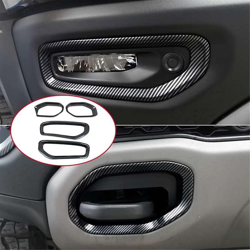 for Ram 1500 2021-2023 Car Front Fog Lamp Light Cover Trim Accessories Abs Carbon Fiber 4pcs