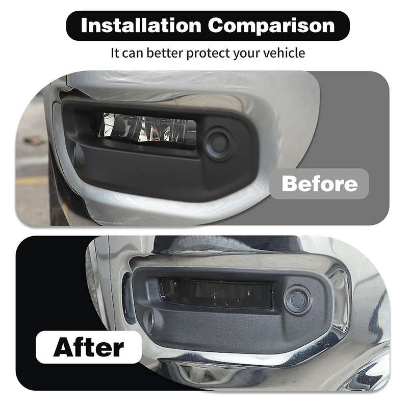 for RAM 1500 2018-2024 Smoky Black Car Front Bumper Fog Light Protector Cover Trim Stickers Exterio