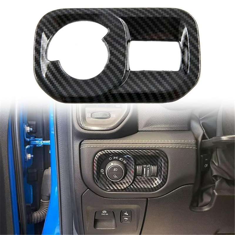 for Ram 1500 2023 2024 Car Headlight Switch Button Cover Trim Interior Accessories - Abs Carbon Fib