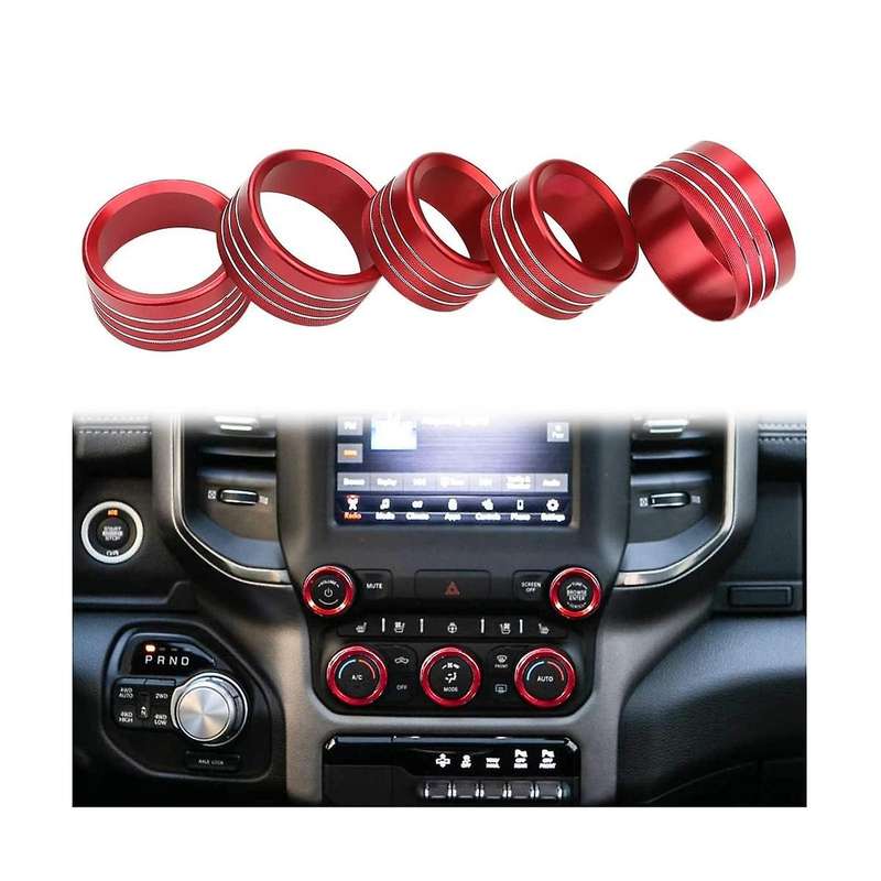 for Ram Accessories 2018-2021 Control Knob Cover Ac/volume/mode/auto/browse Switch Decor Button Tri