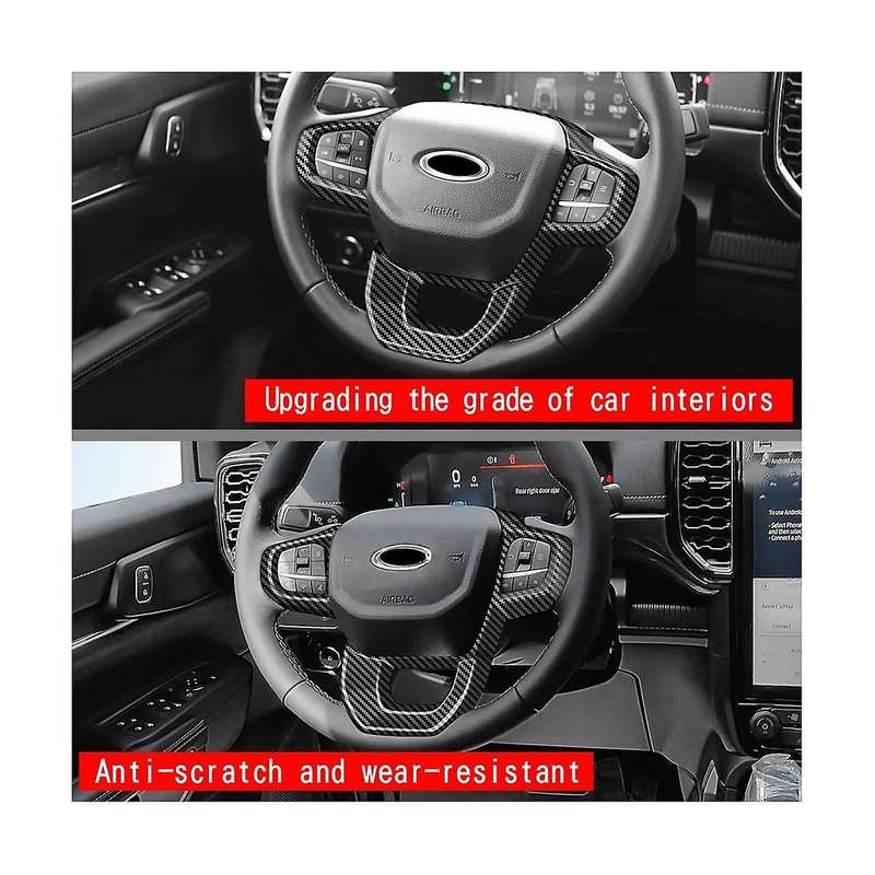 for Ranger 2023 Car Steering Wheel Decorative Cover Trim Interior Accesorios - Abs Carbon Fiber