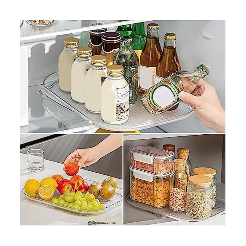 for Refrigerator Storage Turntable Cabinet Organizer Rectangular Storage Tray Rack for Kitchen Refri