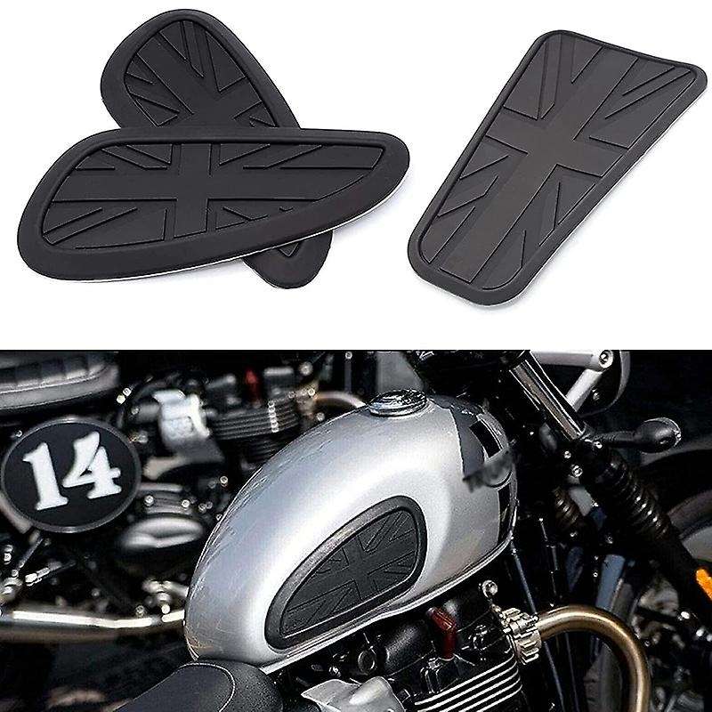 for Retro Motorcycle Cafe Gas Fuel Tank Protector Sheath Knee Tank Pad Grip Decal for T120 T100 Blac