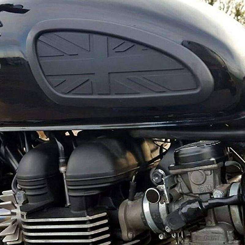 for Retro Motorcycle Cafe Gas Fuel Tank Protector Sheath Knee Tank Pad Grip Decal for T120 T100 Blac