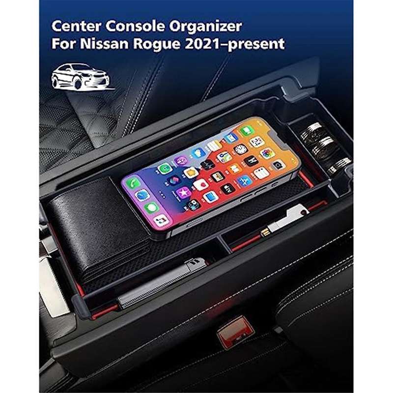 for Rogue 2021 2022 2023 Center Console Storage Box Console Tray Armrest Storage Box Console Bottom