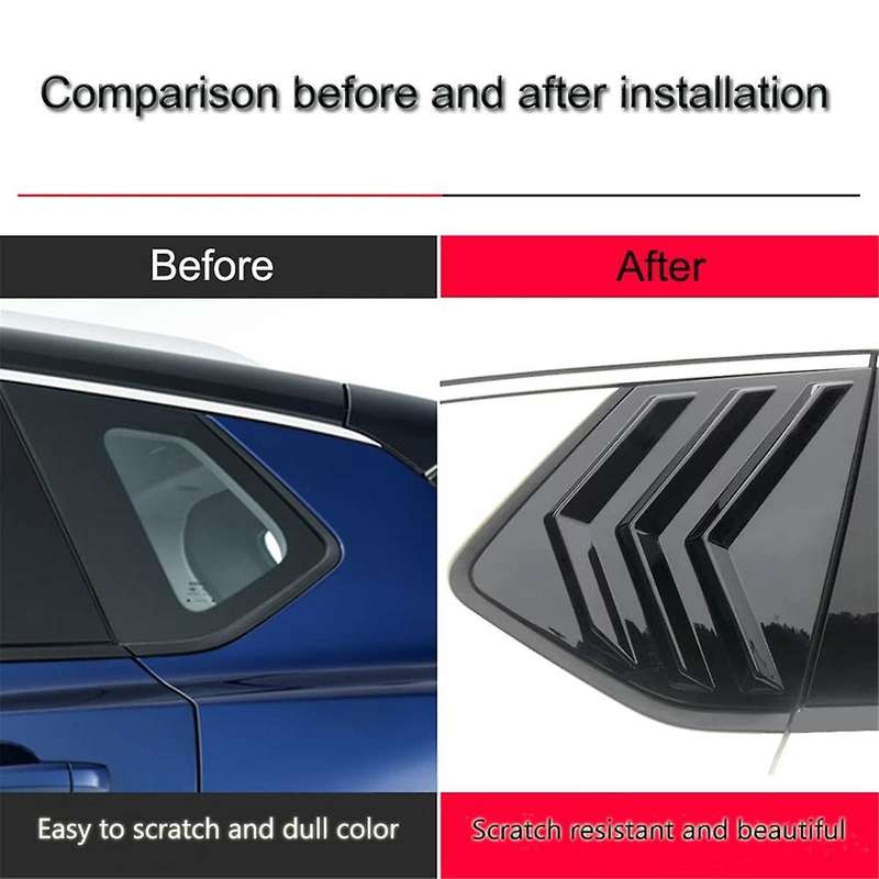 for Rogue 2021-2023 Rear Side Window Louvers Sport Style Scoop Cover Decoration (bright Black)
