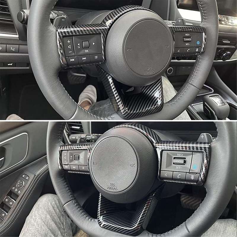 for Rogue 2021 2022 2023 Steering Wheel Panel Frame Cover Trim Interior Accessories (ABS Carbon Fibe