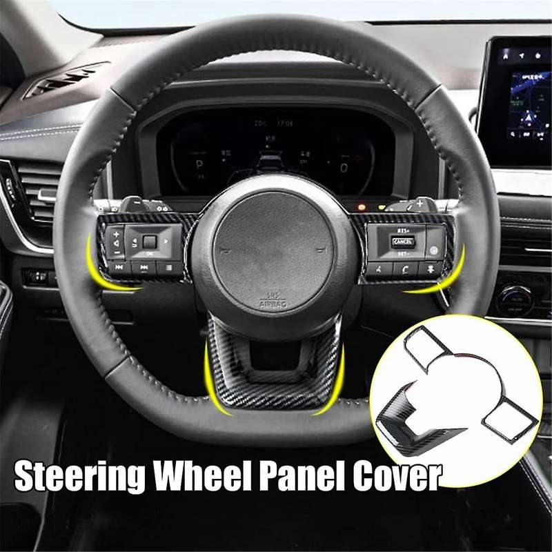 for Rogue 2021 2022 2023 Steering Wheel Panel Frame Cover Trim Interior Accessories (abs Carbon Fib