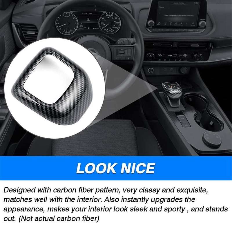 for Rogue 2022 2023 2024/ J12 2023 2024 Car Gear Shift Knob Cover Trim Accessories, ABS Carbon Fiber