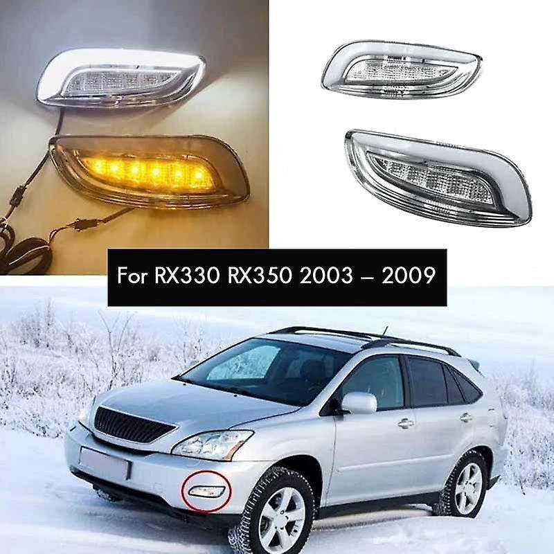 for RX330 RX350 2003 -2009 LED DRL Front Fog Light Indicator Lamp with Turn Signal Daytime Running L
