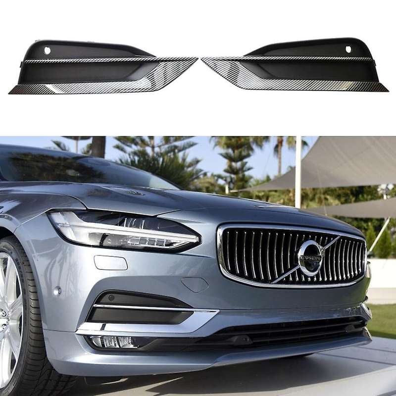 for S90 V90 2016-2019 Front Bumper Fog Lamp Grill Insert Face Bar Cover 31425447 31425446 Carbon Fib