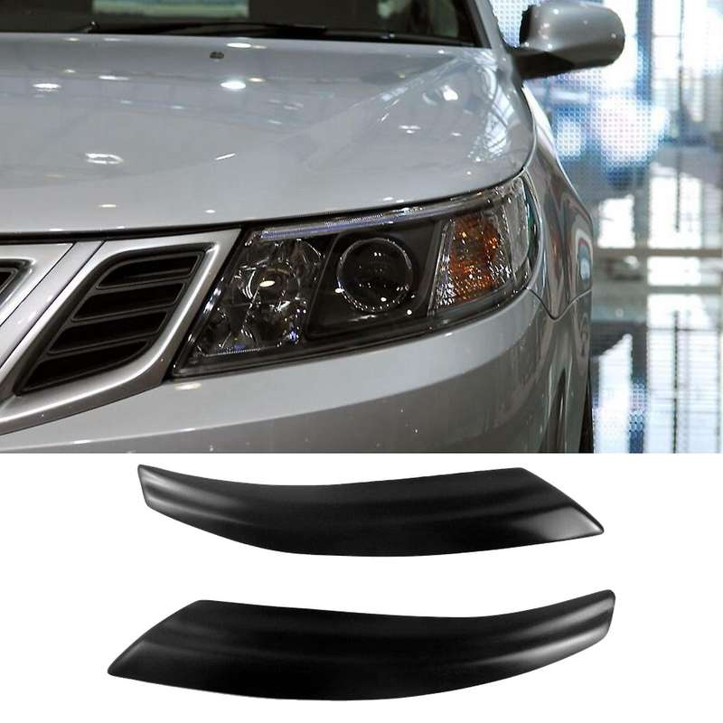 for Saab 9-3 2000-2015 Glossy Black Car Sticker Front Headlights Eyebrow Eyelid Trim Cover Accessori