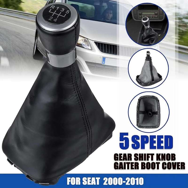 for Seat 2000-2010 5 Speed Manual Gear Shift Knob Gaiter Boot Cover Shifter Lever