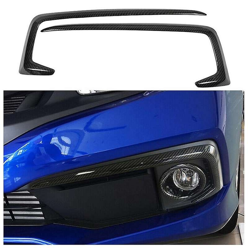 for Sedan 2019-2020 Car Carbon Fiber Front Fog Light Lamp Cover Trim Molding Bezel Garnish Stickers