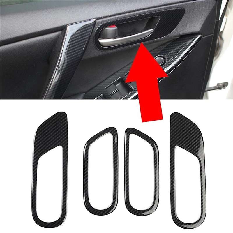 for Sedan /Axela 2009-2013 Carbon Fiber Car Inner Door Handle Bowl Catch Cover Trim Frame