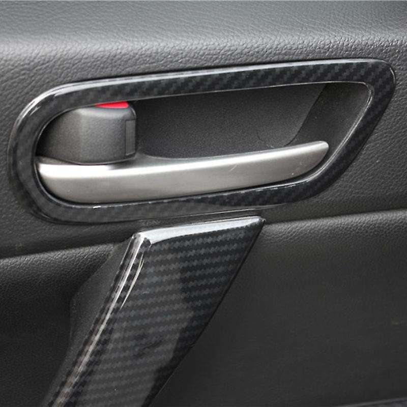 for Sedan /Axela 2009-2013 Carbon Fiber Car Inner Door Handle Bowl Catch Cover Trim Frame