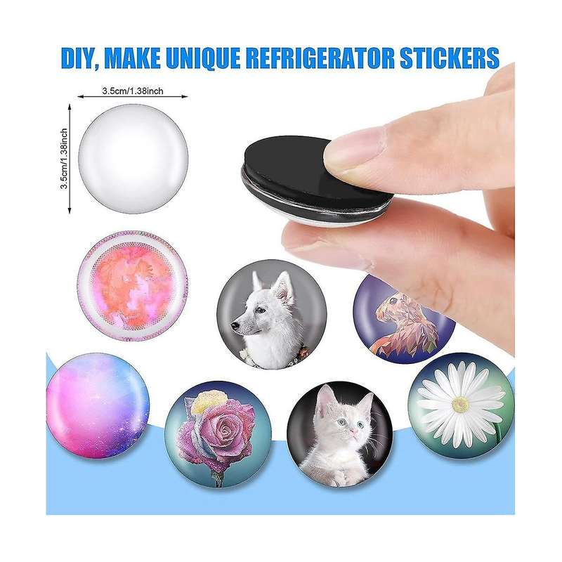 for Sets Round Magnetic Discs with Clear Dome Cabochons Glass Magnets Discs (48 Sets)