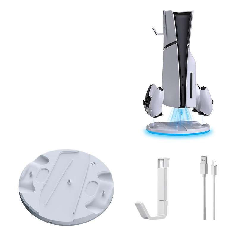 for Slim Console Storage Dock with Rbg Light Handle Dock Charger + Hook Multifunctional Convenient C