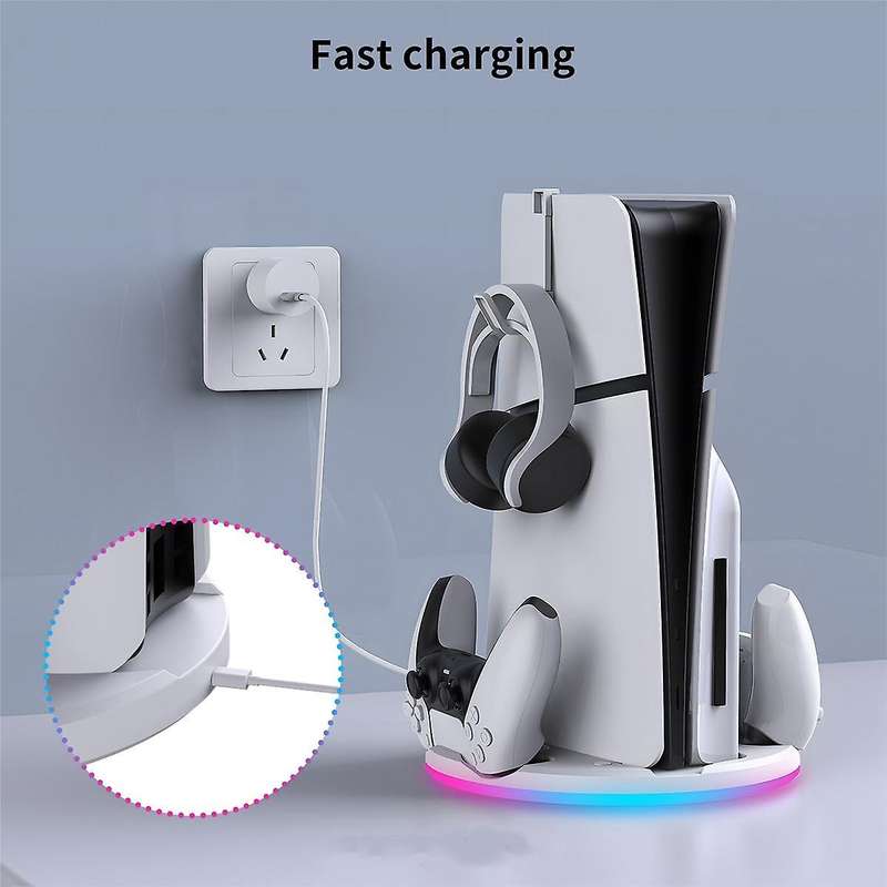 for Slim Console Storage Dock with Rbg Light Handle Dock Charger + Hook Multifunctional Convenient C
