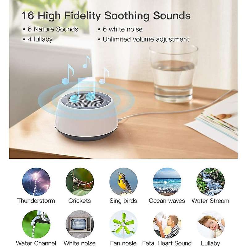 for Sleeping Baby Adults Kids, Sound Machine with Night Light, 16 Soothing Sounds for Sleeping