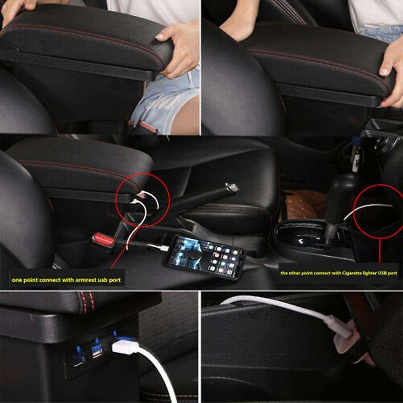 for Smart 450 451453 454 Fortwo Armrest Box Double-Layer USB Car Center Armrest Box with