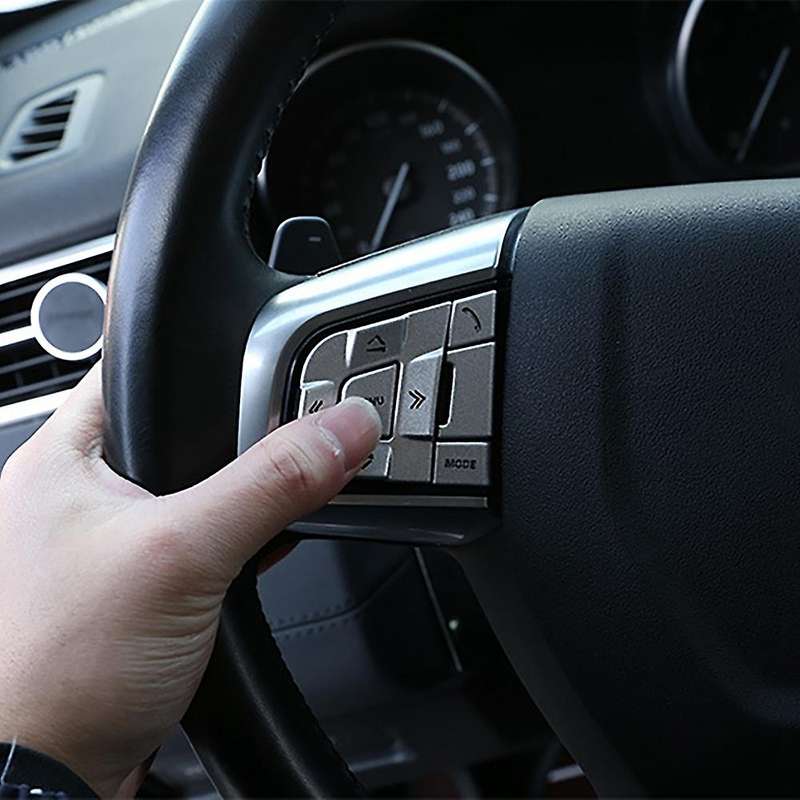 for Sport 2015-2019 Aluminum Alloy Car Steering Wheel Button Frame Sticker Cover