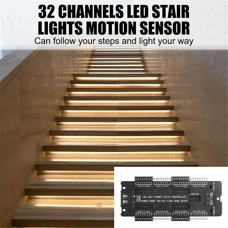 for Stairs Flexible Strip Indoor LED Motion Sensor 32 Channels Adjustable Brightness DC 12V 24V Sta