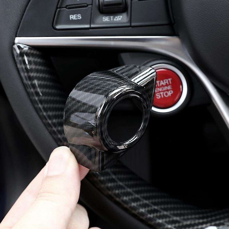 for Stelvio 2017 2018 Carbon Fiber Style ABS Plastic Car Start Engine Stop Cover Trim