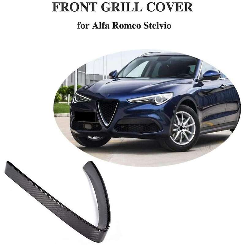 for Stelvio 2017-2019 Car Carbon Fiber Front Bumper Air Grilles V Frame Cover Trim Sticker Accessori