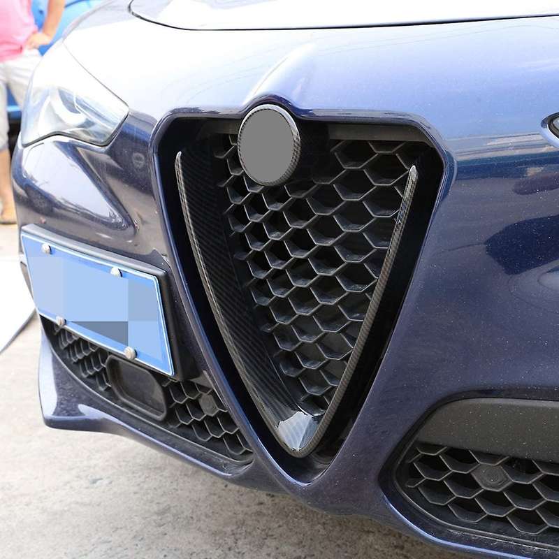 for Stelvio 2017-2019 Car Carbon Fiber Front Bumper Air Grilles V Frame Cover Trim Sticker Accessori