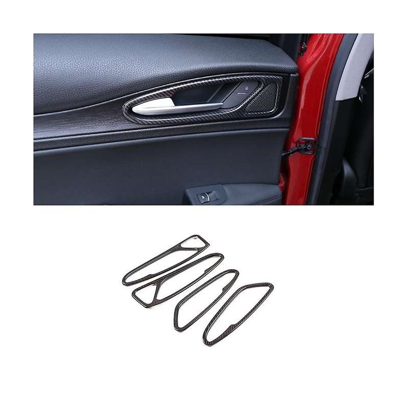 for Stelvio 2017 2018 2019 Dry Carbon Fiber Car Door Interior Handle Frame Trim Accessories