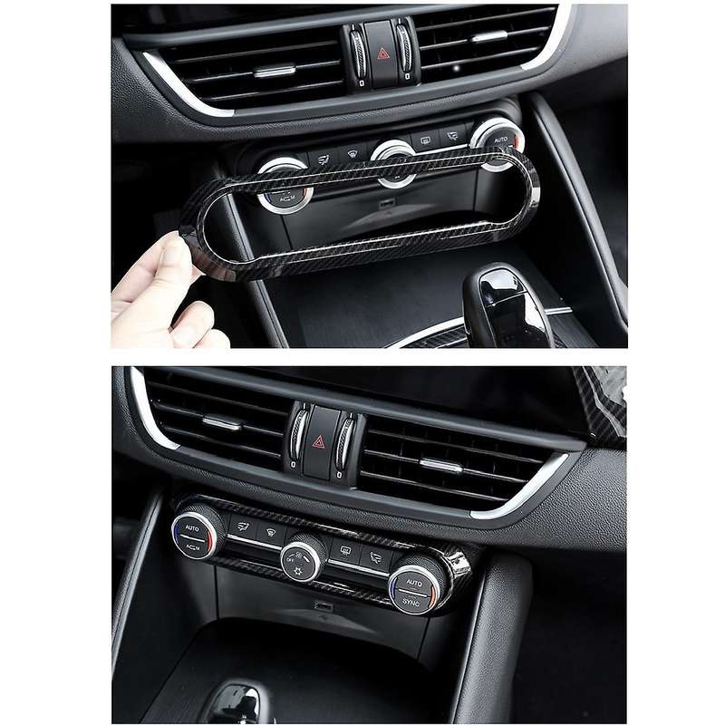 for Stelvio 2017-2019 Car Center AC Air Conditioning Adjustment Frame Trim Cover Accessories,Carbon