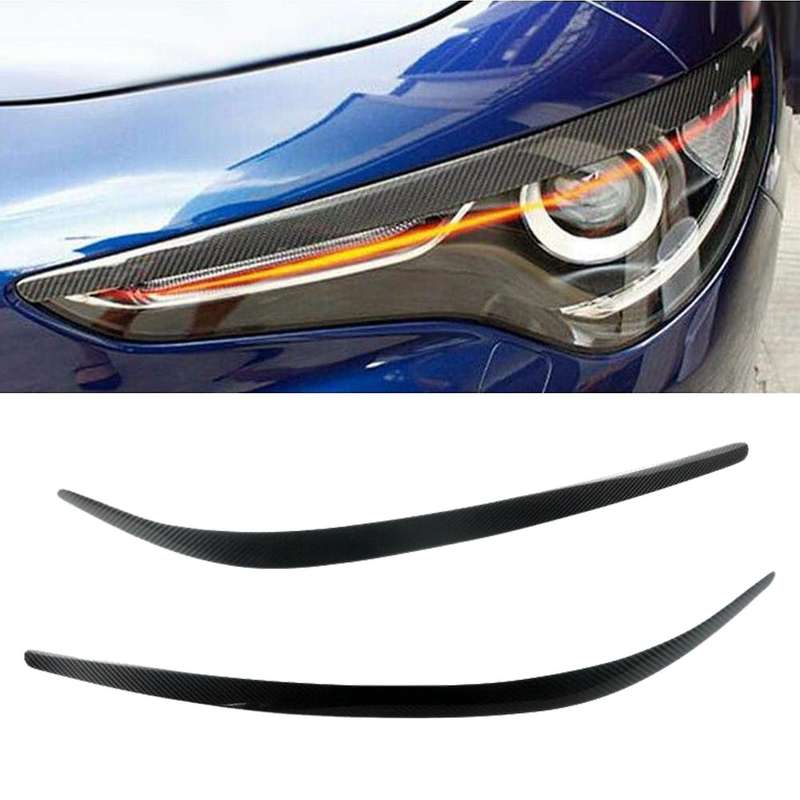 for Stelvio 2017-2020 Carbon Fiber Headlights Eyebrow Lamp Eyelid Cover Sticker Trim Refitting