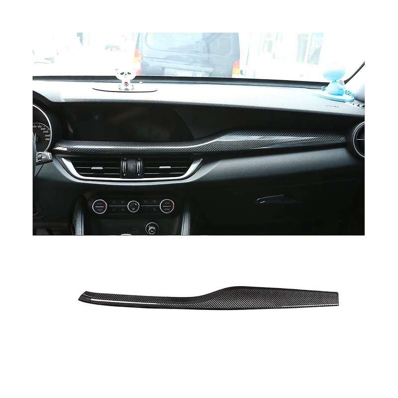 for Stelvio 2017-2020 Car Dashboard Cover Trim Decoration Central Control Strip Trim Stickers ,black
