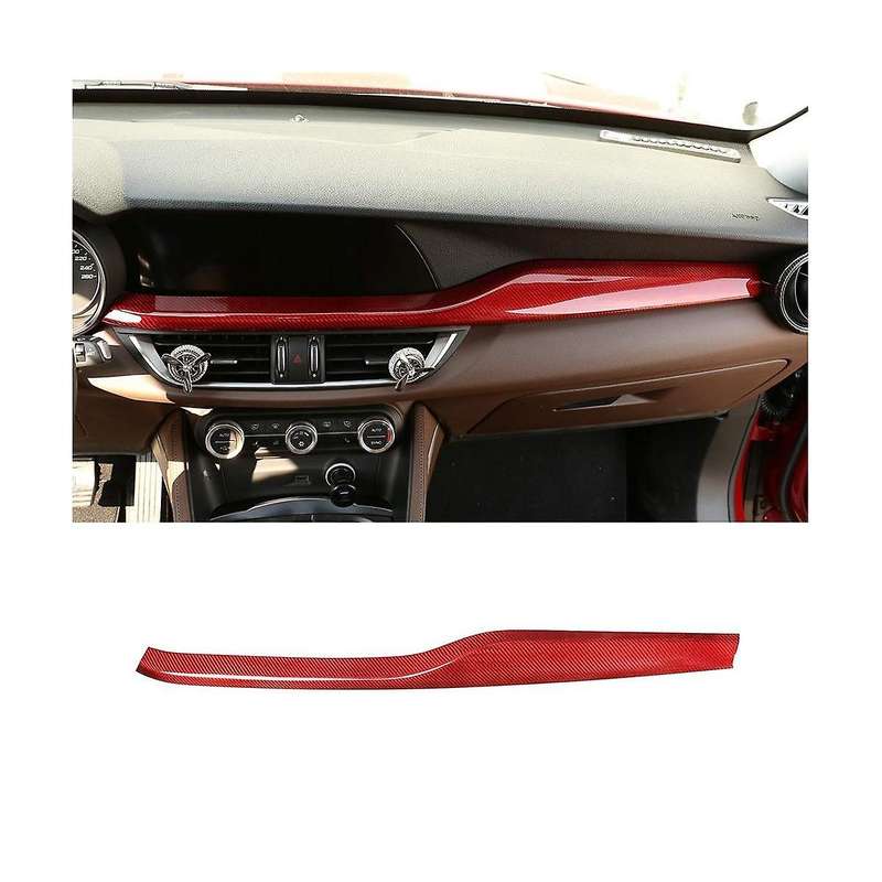 for Stelvio 2017-2020 Car Dashboard Cover Trim Decoration Central Control Strip Trim Stickers ,red