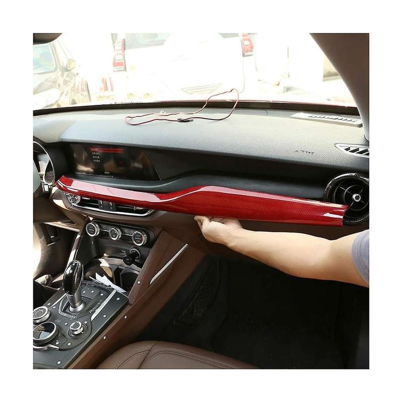 for Stelvio 2017-2020 Car Dashboard Cover Trim Decoration Central Control Strip Trim Stickers ,red