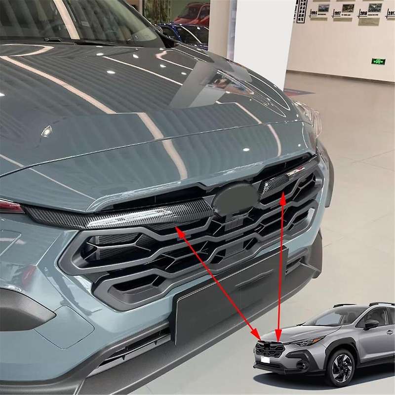 for Subaru Crosstrek 2023 2024 Car Front Grill Insert Cover Trim Protector Accessories Abs Carbon Fi