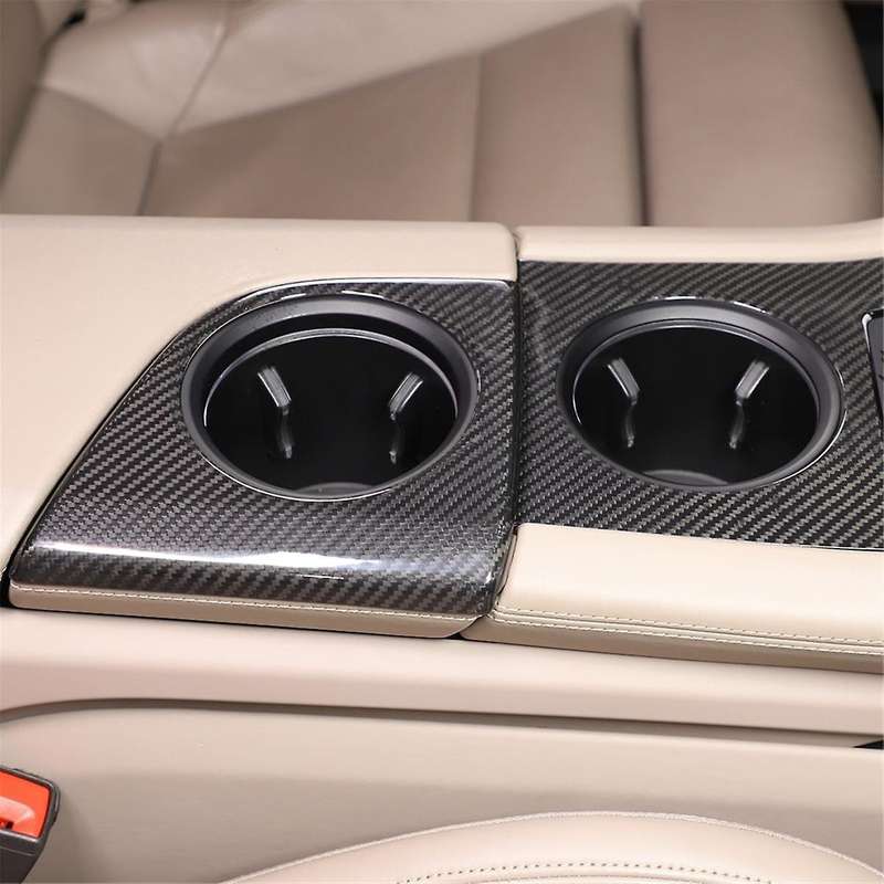 for Taycan 2019-2022 Dry Carbon Fiber Car Center Console Water Cup Frame Cover Decoration Trim Acces