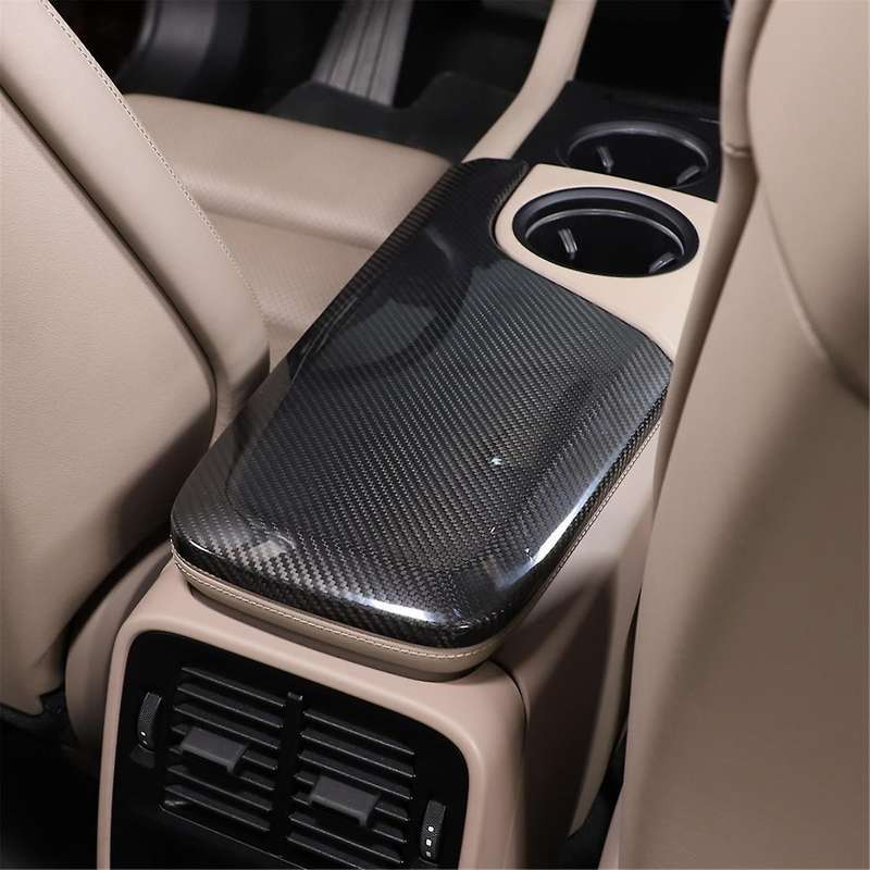 for Taycan 2019-2022 Dry Carbon Fiber Car Central Control Armrest Box Protective Cover Trim Accessor