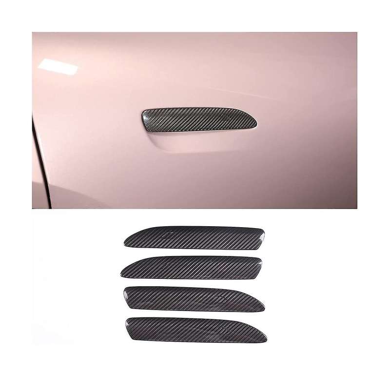 for Taycan 2019-2022 Dry Carbon Fiber Car Exterior Door Handle Cover Trim Accessories, 4pcs