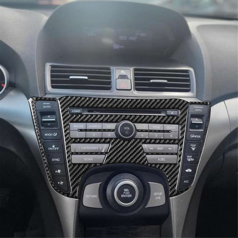for TL 2009-2014 Carbon Fiber Center Console Radio Navigation Panel Cover Trim Interior Accessories