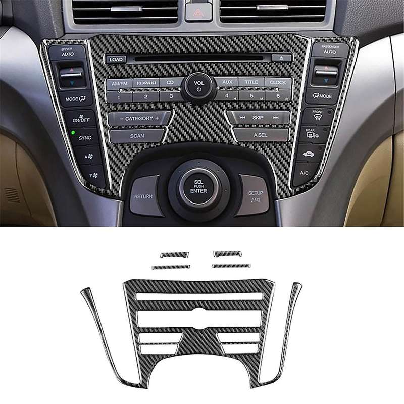 for TL 2009-2014 Carbon Fiber Center Console Radio Navigation Panel Cover Trim Interior Accessories