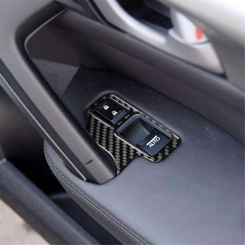 for TL 2009-2014 Carbon Fiber Car Window Lift Switch Panel Cover Trim Interior Accessories